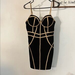 Chic Black and Gold Mini Dress